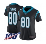 Women's Carolina Panthers #80 Ian Thomas Black Team Color Vapor Untouchable Limited Player 100th Season Football Jersey