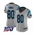 Women's Carolina Panthers #80 Ian Thomas Silver Inverted Legend Limited 100th Season Football Jersey