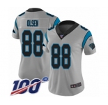 Women's Carolina Panthers #88 Greg Olsen Silver Inverted Legend Limited 100th Season Football Jersey