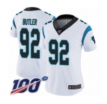 Women's Carolina Panthers #92 Vernon Butler White Vapor Untouchable Limited Player 100th Season Football Jersey