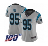 Women's Carolina Panthers #95 Dontari Poe Silver Inverted Legend Limited 100th Season Football Jersey
