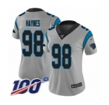 Women's Carolina Panthers #98 Marquis Haynes Silver Inverted Legend Limited 100th Season Football Jersey