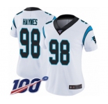 Women's Carolina Panthers #98 Marquis Haynes White Vapor Untouchable Limited Player 100th Season Football Jersey
