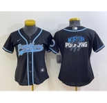 Women's Carolina Panthers Black Team Big Logo With Patch Cool Base Stitched Baseball Jersey