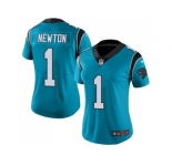 Women's Nike Carolina Panthers #1 Cam Newton Blue Stitched NFL Limited Rush Jersey
