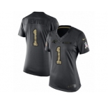 Women's Nike Carolina Panthers #1 Cam Newton Limited Black 2016 Salute to Service NFL Jersey