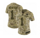 Women's Nike Carolina Panthers #1 Cam Newton Limited Camo 2018 Salute to Service NFL Jersey