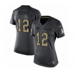 Women's Nike Carolina Panthers #12 DJ Moore Limited Black 2016 Salute to Service NFL Jersey