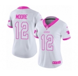 Women's Nike Carolina Panthers #12 DJ Moore Limited White Pink Rush Fashion NFL Jersey
