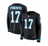 Women's Nike Carolina Panthers #17 Devin Funchess Limited Black Therma Long Sleeve NFL Jersey