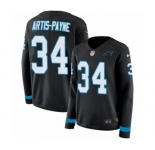 Women's Nike Carolina Panthers #34 Cameron Artis-Payne Limited Black Therma Long Sleeve NFL Jersey