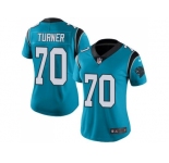 Women's Nike Carolina Panthers #70 Trai Turner Blue Stitched NFL Limited Rush Jersey