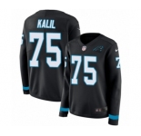 Women's Nike Carolina Panthers #75 Matt Kalil Limited Black Therma Long Sleeve NFL Jersey