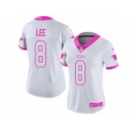 Women's Nike Carolina Panthers #8 Andy Lee Limited White Pink Rush Fashion NFL Jersey