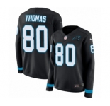 Women's Nike Carolina Panthers #80 Ian Thomas Limited Black Therma Long Sleeve NFL Jersey