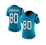 Women's Nike Carolina Panthers #80 Scott Simonson Limited Blue Rush NFL Jersey