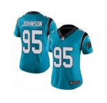 Women's Nike Carolina Panthers #95 Charles Johnson Limited Blue Rush NFL Jersey