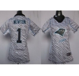 nike women nfl jerseys Carolina Panthers #1 Cam Newton [fem fan zebra]
