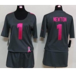 nike women nfl jerseys carolina panthers #1 cam newton dk.grey[breast cancer awareness]