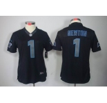 nike women nfl jerseys carolina panthers #1 newton black[nike impact limited]