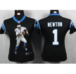 nike women nfl jerseys carolina panthers #1 newton black[portrait fashion]