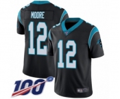 Youth Carolina Panthers #12 DJ Moore Black Team Color Vapor Untouchable Limited Player 100th Season Football Jersey