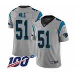 Youth Carolina Panthers #51 Sam Mills Silver Inverted Legend Limited 100th Season Football Jersey