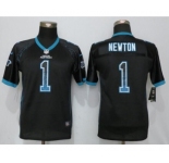 Youth Nike Carolina Panthers #1 Cam Newton Drift Fashion Black Jerseys