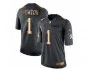 Youth Nike Carolina Panthers #1 Cam Newton Limited Black Gold Salute to Service NFL Jersey