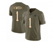 Youth Nike Carolina Panthers #1 Cam Newton Limited Olive Gold 2017 Salute to Service NFL Jersey
