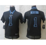 nike youth nfl jerseys carolina panthers #1 newton black[nike lights out]