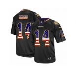 Men's Nike Minnesota Vikings #14 Stefon Diggs Elite Black USA Flag Fashion NFL Jersey