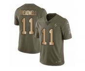 Men Nike Minnesota Vikings #11 Laquon Treadwell Limited Olive Gold 2017 Salute to Service NFL Jersey