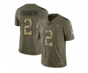 Men Nike Minnesota Vikings #2 Kai Forbath Limited Olive Camo 2017 Salute to Service NFL Jersey