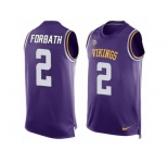 Men Nike Minnesota Vikings #2 Kai Forbath Limited Purple Player Name & Number Tank Top NFL Jersey