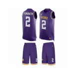 Men Nike Minnesota Vikings #2 Kai Forbath Limited Purple Tank Top Suit NFL Jersey