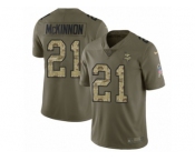 Men Nike Minnesota Vikings #21 Jerick McKinnon Limited Olive Camo 2017 Salute to Service NFL Jersey