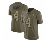 Men Nike Minnesota Vikings #4 Brett Favre Limited Olive Camo 2017 Salute to Service NFL Jersey