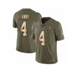 Men Nike Minnesota Vikings #4 Brett Favre Limited Olive Gold 2017 Salute to Service NFL Jersey