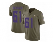 Men Nike Minnesota Vikings #61 Joe Berger Limited Olive 2017 Salute to Service NFL Jersey