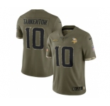 Men's Minnesota Vikings #10 Fran Tarkenton 2022 Olive Salute To Service Limited Stitched Jersey