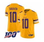 Men's Minnesota Vikings #10 Fran Tarkenton Limited Gold Inverted Legend 100th Season Football Jersey
