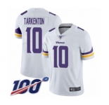 Men's Minnesota Vikings #10 Fran Tarkenton White Vapor Untouchable Limited Player 100th Season Football Jersey