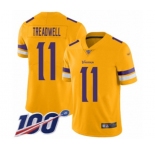 Men's Minnesota Vikings #11 Laquon Treadwell Limited Gold Inverted Legend 100th Season Football Jersey