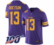 Men's Minnesota Vikings #13 Josh Doctson Limited Purple Rush Vapor Untouchable 100th Season Football Jersey