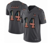 Men's Minnesota Vikings #14 Stefon Diggs Limited Black USA Flag 2019 Salute To Service Football Jersey