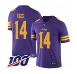 Men's Minnesota Vikings #14 Stefon Diggs Limited Purple Rush Vapor Untouchable 100th Season Football Jersey