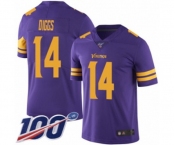 Men's Minnesota Vikings #14 Stefon Diggs Limited Purple Rush Vapor Untouchable 100th Season Football Jersey