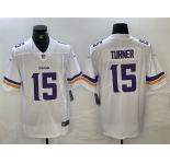Men's Minnesota Vikings #15 Dallas Turner White 2024 Draft Vapor Untouchable Limited Football Stitched Jersey