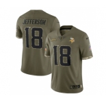 Men's Minnesota Vikings #18 Justin Jefferson 2022 Olive Salute To Service Limited Stitched Jersey
